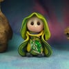 Spring Sale ... Tiny Garden Gnome 'Zella' with leaf OOAK Sculpt by Ann Galvin