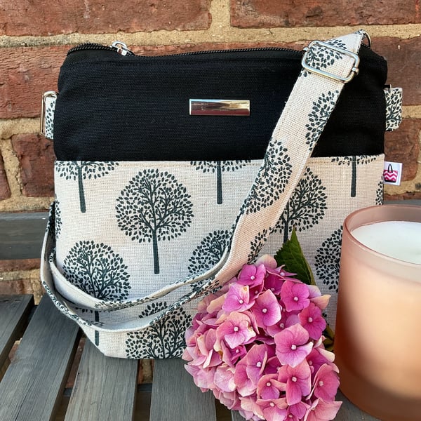 Black Mulberry Trees Crossbody Bag