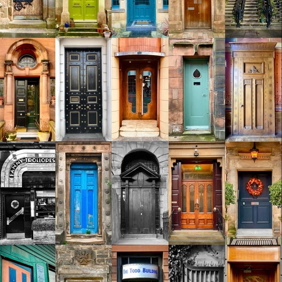 ‘Great Doors of Glasgow’ Signed Mounted Print FREE DELIVERY