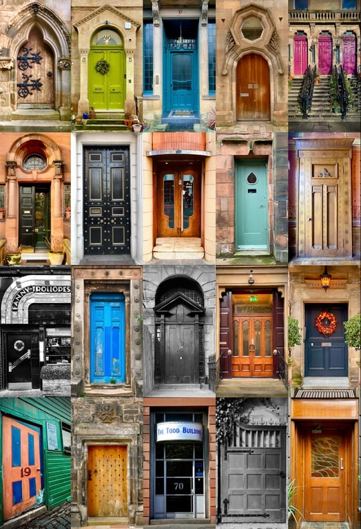 ‘Great Doors of Glasgow’ Signed Mounted Print FREE DELIVERY