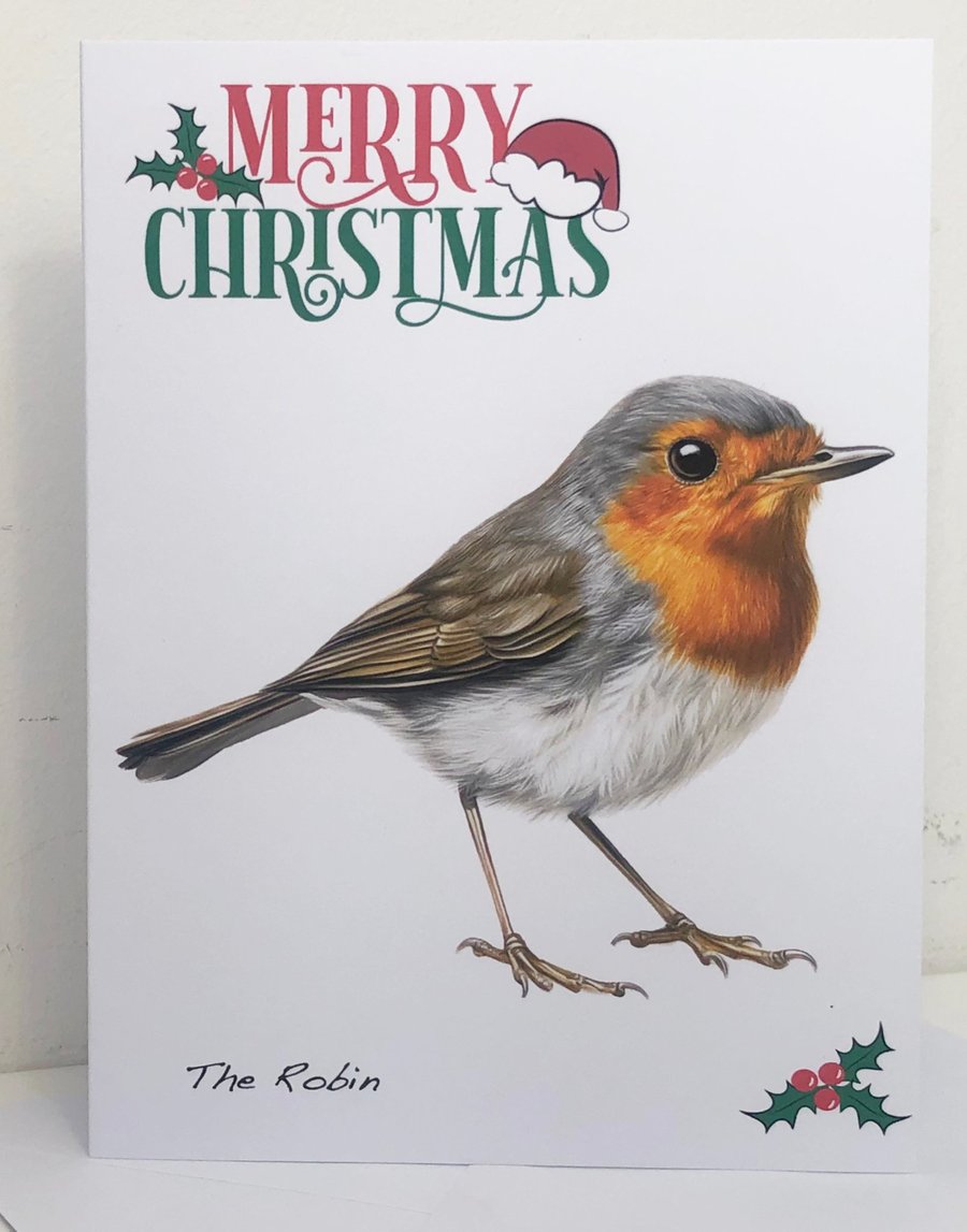 Robin - Merry Christmas or Seasons Greetings 5x7in Card