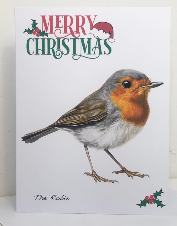 Robin - Merry Christmas or Seasons Greetings 5x7in Card