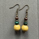 Boho Style Earthy Coloured Nature Inspired Wood Dangle Drop Earrings