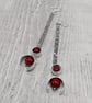 Aluminium Dangle Earrings, Upcycled Bracelet & New Metal Tube, Deep Red Beads - Image 3