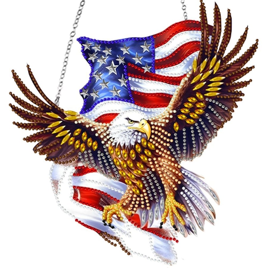 5D DIY American Flag Eagle Diamond Painting Kit Embroidery Rhinestone Acrylic Ha