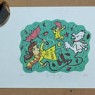 Handprinted Squally Day Lino Print Limited Edition