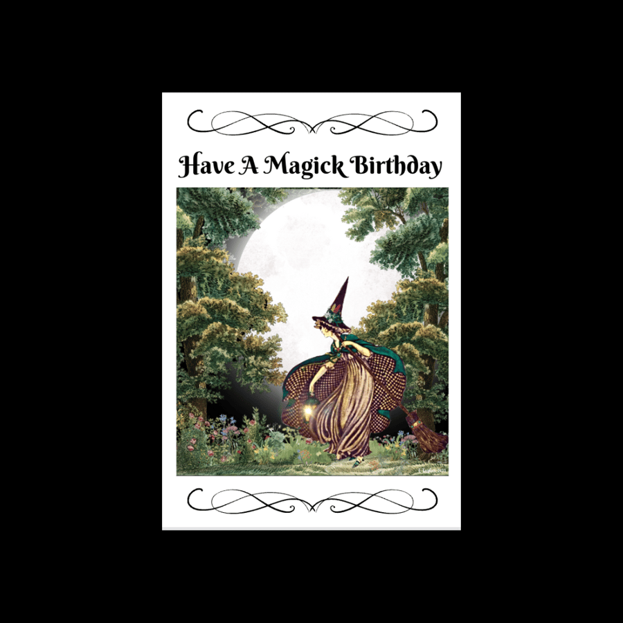 Moonlight Witch Have A Magick Birthday Card Personalised SeedOption Pagan Wiccan