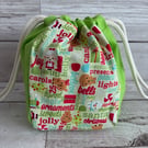 Reusable gift bag, Christmas Gift Bag, Fabric Gift Bag, Christmas Drawstring Bag