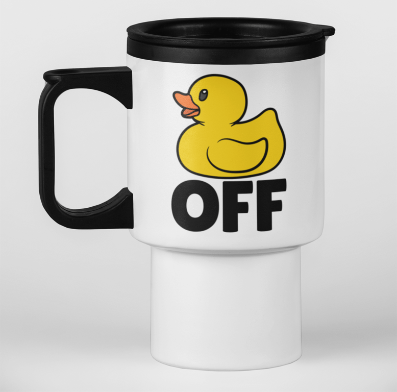 DUCK Off Funny non swearing novelty stainless steel travel mug