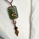 Hammered Copper And Green Aventurine Pendant Necklace