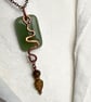 Hammered Copper And Green Aventurine Pendant Necklace