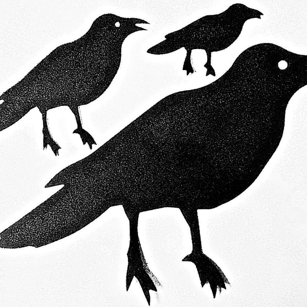 6 x Black Raven Crow Die Cuts. Silhouettes Hallowe'en Cut-Outs  