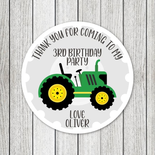 15 Tractor Thank's For Coming Birthday Party Stickers (2022)