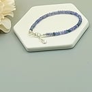 DAINTY TANZANITE GEMSTONE BEADED BRACELET, MINIMALIST BLUE BEADED BRACELET