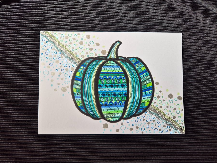 Original A5 Halloween Art - Unframed Pumpkin Doodle