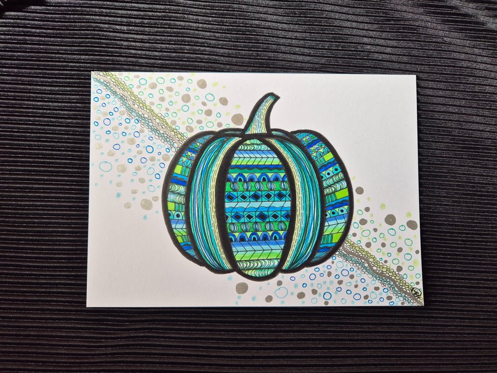 Original A5 Halloween Art - Unframed Pumpkin Doodle