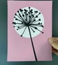 Botanical art, Garden Allium, seed head, shadow painting, handmade art, pink  - Image 1