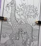Mother & Baby Giraffe A4 Colouring Page Printable JPG by S Godwin Studio - Image 1