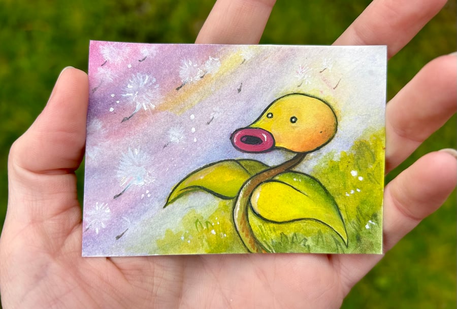 ACEO painting  Pokmon card (Bellsprout) art f... - Folksy