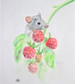 Cute Field Mouse and Raspberries art, original painting - Image 3