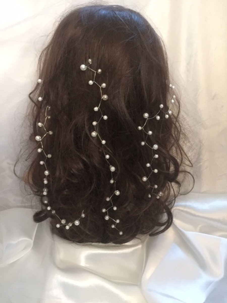 GRACIE - Pearl Hair Vine - Silver-Gold Plated & RoseGold - Lengths from 8.99!