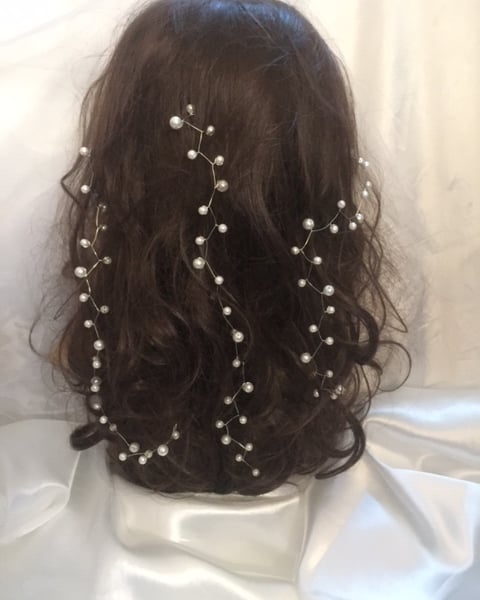 GRACIE - Pearl Hair Vine - Silver-Gold Plated & RoseGold - Lengths from 8.99!