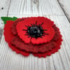 Red poppy lapel pin, felt poppies, red floral corsage, felt brooches