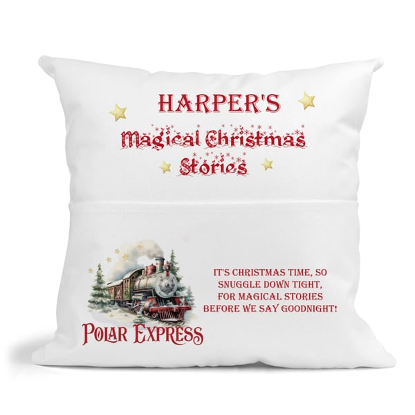 Personalised Christmas Train Children's Story Book insert Cushion 
