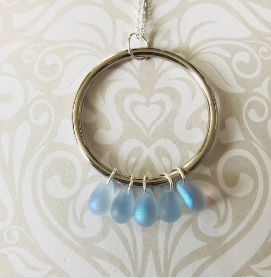 Hoop & Czech Glass Droplet Necklace
