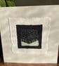 Winter snow scene, hand embroidered keepsake Christmas card. Mini embroidery art - Image 1