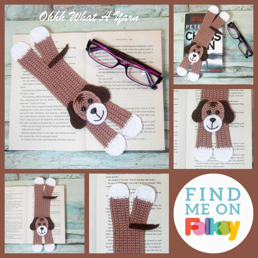 Dog crochet bookmark, Dog page keeper. Animal bookmark. Dog gift