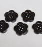 5 Medium 25mm Dark Wood Flower Buttons - Image 1