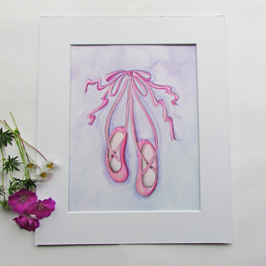 Ballet Shoes Painting, Pink and Pretty for a Little Girl, Original Painting