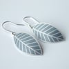 Grey leaf oval earrings