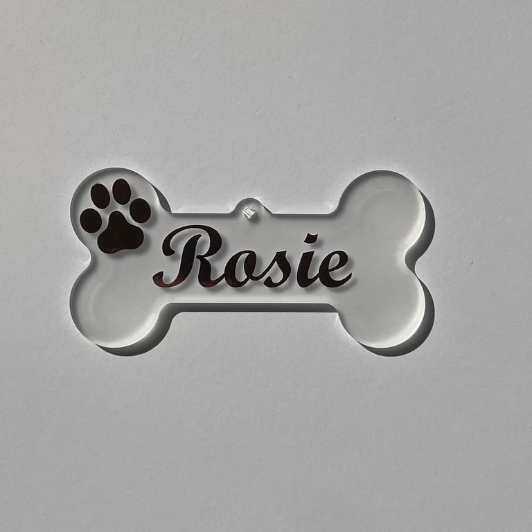 Bone Shaped Personalised Bauble - Acrylic Pet Christmas Ornament - Named Decorat