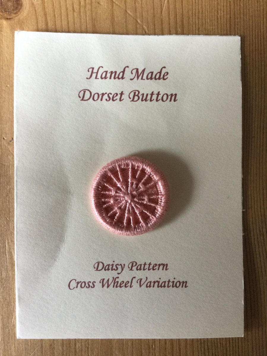 Hand Made Dorset Crosswheel Button, Daisy Pattern, Coral, 25 mm