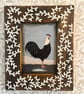 Rustic Upcycled Hand Painted Wooden Frame with Vintage Cockerel Picture