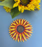 Handmade Sunflower clay coaster, colourful floral home decor - Image 2