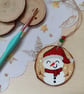 Snowman hanging woodslice decoration  - Image 1