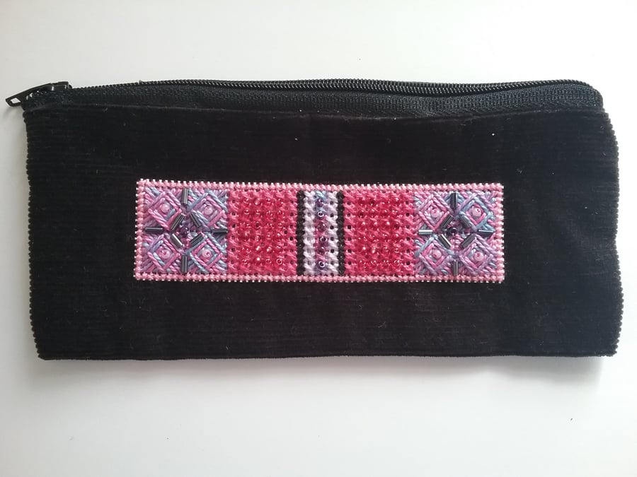 embroidered and beaded pencil-case