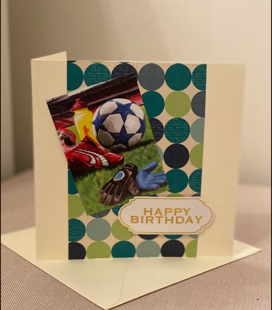 Handmade Football theme Birthday card