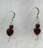 Sterling silver & Garnet heart bead earrings - Image 3
