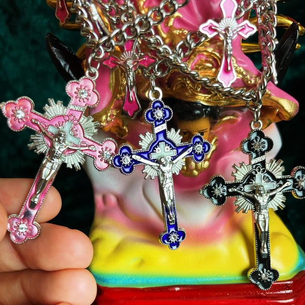 Kitsch Rainbow Crucifix Necklace 