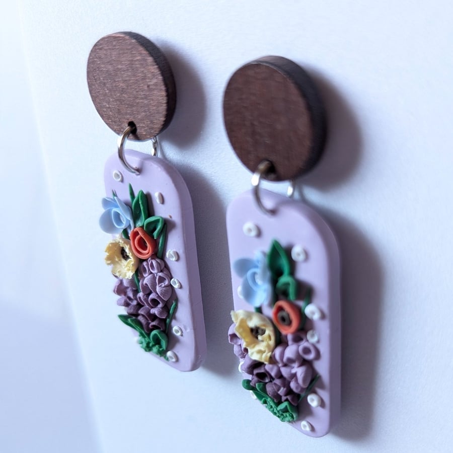 Grape hyacinth drop earrings 