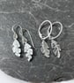 Small handmade silver feather earrings oxidised or bright finish - Image 6