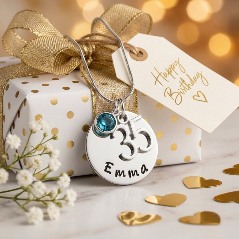 Personalised 35th Birthday Birthstone Necklace - Gift Boxed - Free Delivery