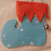 Handmade Elf Boot Christmas Hanging Pale Blue and Orange