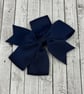 Small Navy Pinwheel (Coat tail) 3 inch Bow on clip - Image 1