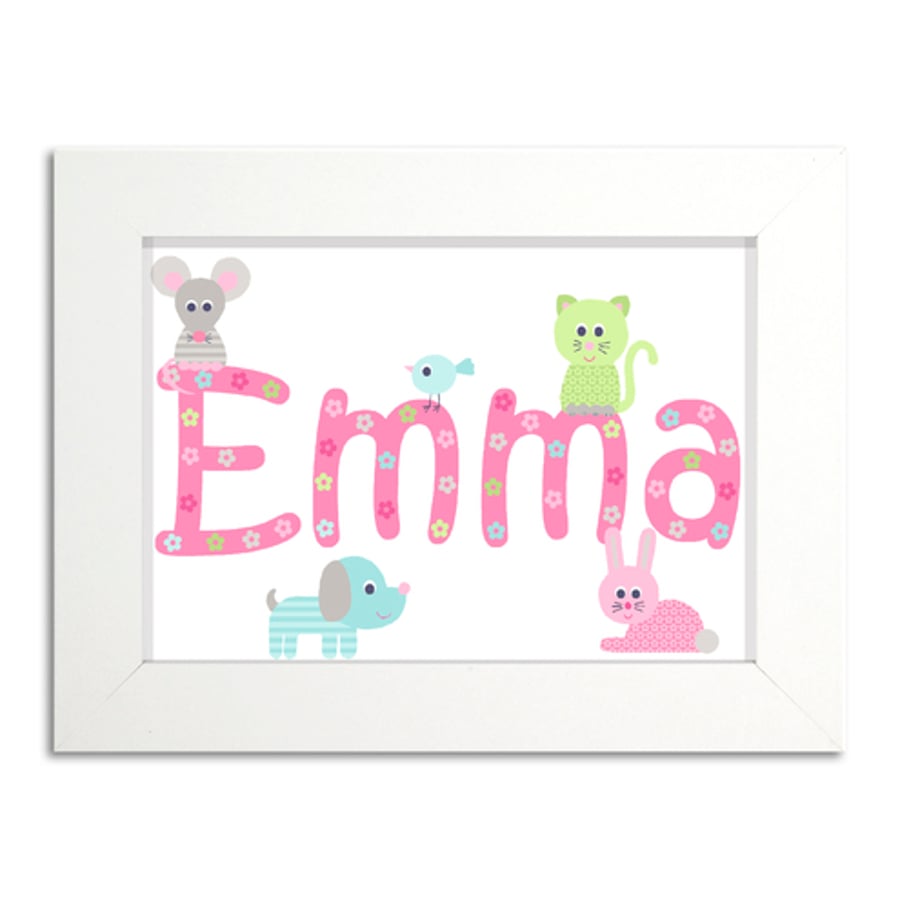 Girls Personalised Door Name Print 