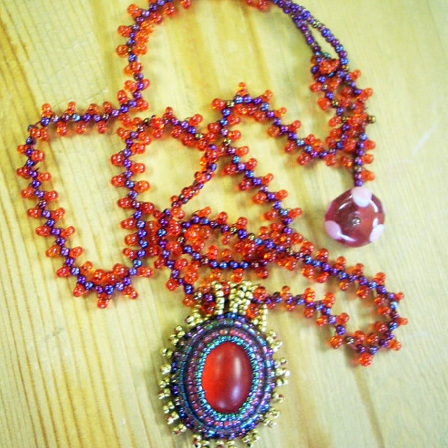 Red cabochon necklace